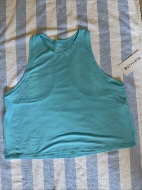 Athleta Grid Knit Singlet Aqua Teal Sleeveless Tank